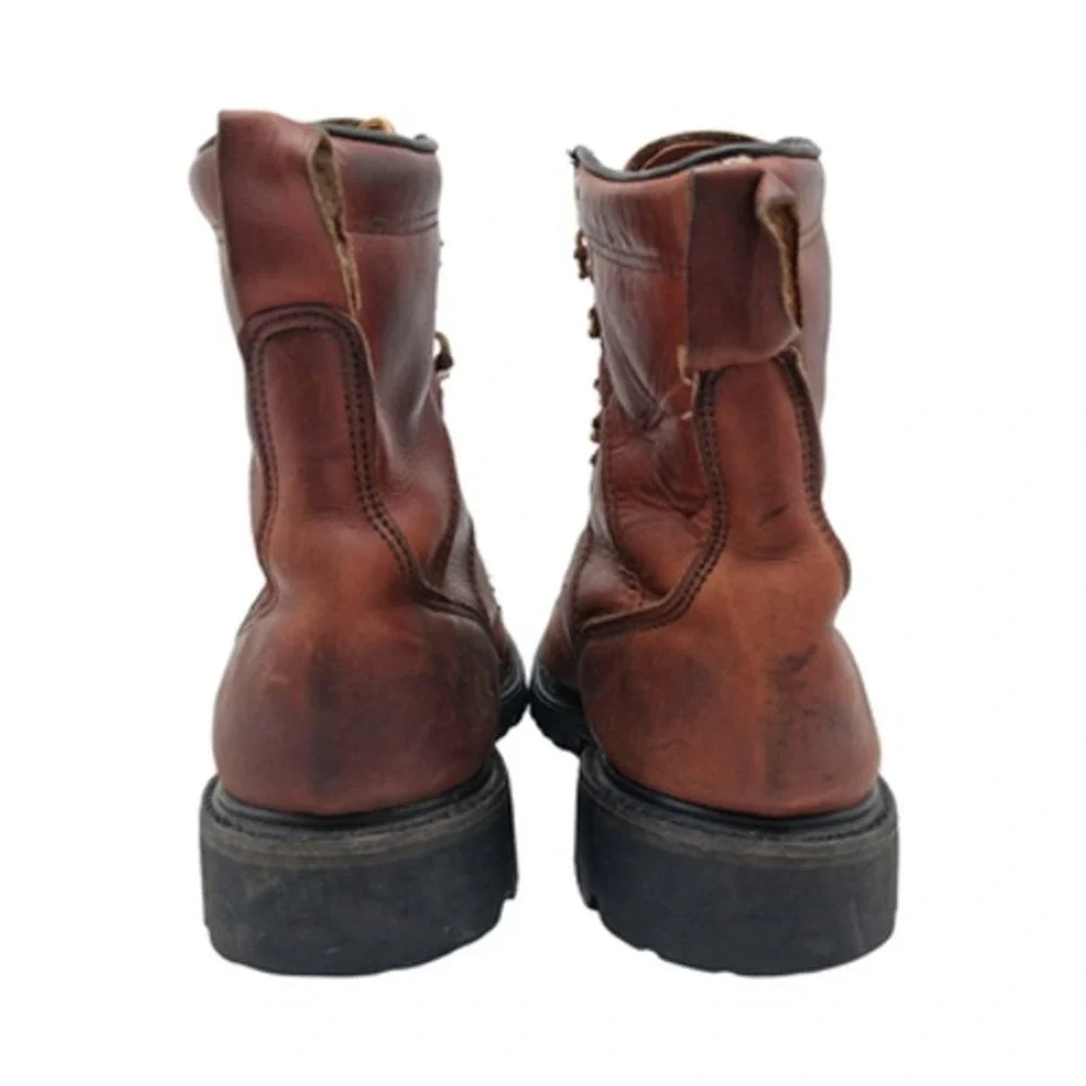Double H Boots Mens Size 7.5 Brown Leather Combat Lace Up Mid Calf Work Boots